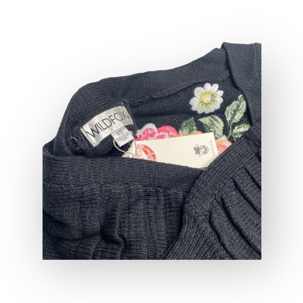 new Wildfox ❤︎ Secret Garden Floral Embroidered Knit Cardigan Sweater ❤︎ Black - Picture 11 of 16